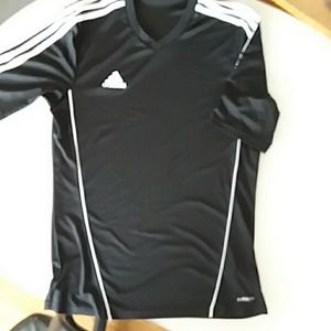 Adidas Black Climalite 3 Stripe  SS TopLarge